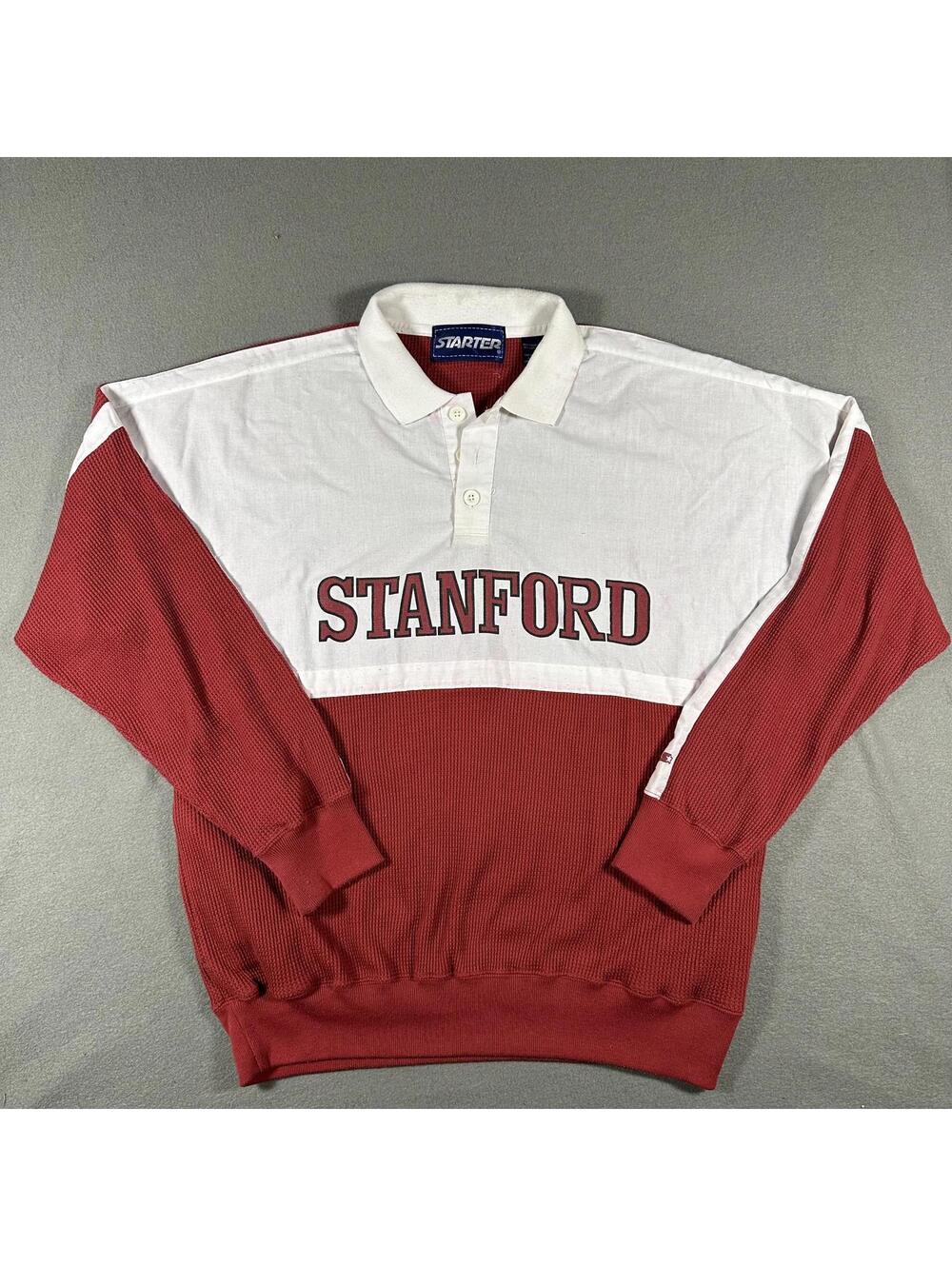 Starter Men Long Sleeve Polo Shirt Waffle knit Stanford L